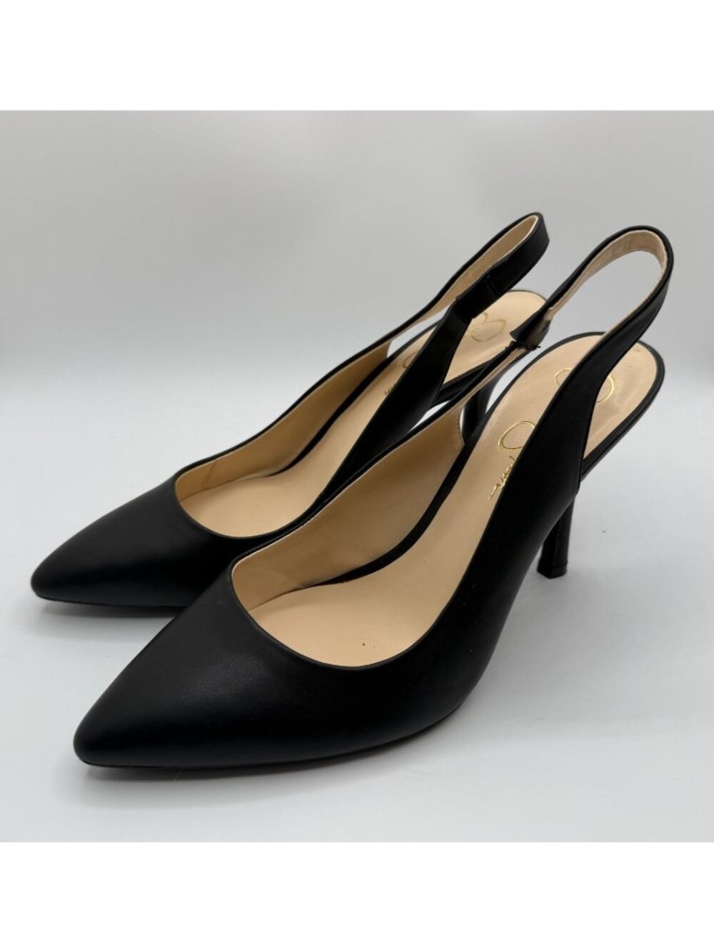 Jessica Simpson Hamya Classic Slingback Pumps Black Leather Women Size 9.5M